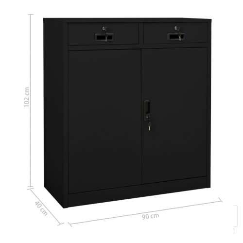 Uredski ormarić crni 90 x 40 x 102 cm čelični - Crna 1 Bez gredice za sadnju Cijena