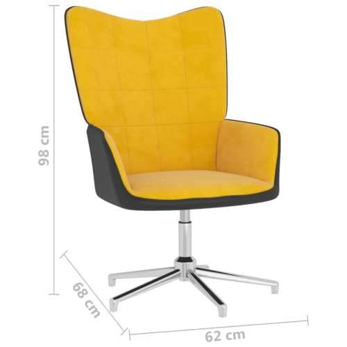 Stolica za opuštanje s osloncem za noge boja senfa baršun/PVC Cijena