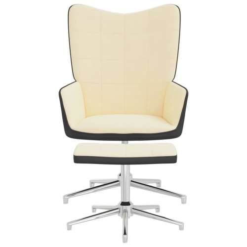 Stolica za opuštanje s osloncem za noge krem bijela baršun/PVC Cijena