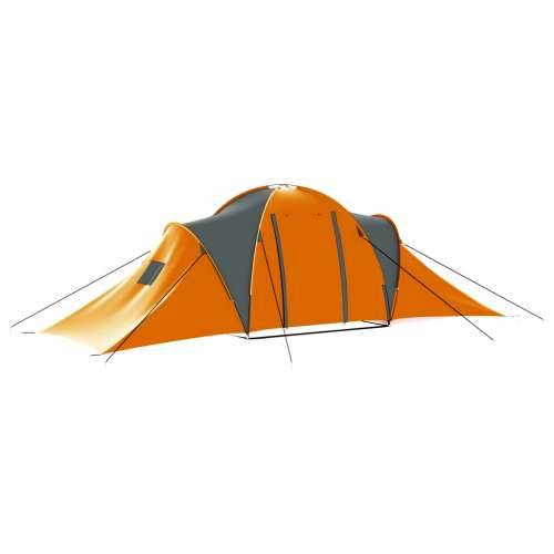 Šator za kampiranje za 9 osoba sivo-narančasti od tkanine Cijena