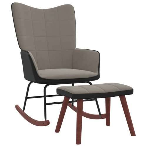 Stolica za ljuljanje s osloncem za noge svjetlosiva baršun/PVC Cijena