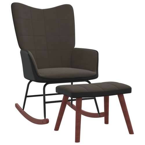 Stolica za ljuljanje s osloncem za noge tamnosiva baršun/PVC