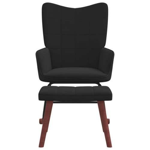 Stolica za ljuljanje s osloncem za noge crna od baršuna i PVC-a Cijena