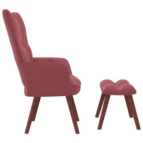Stolica za opuštanje s osloncem za noge ružičasta baršunasta Cijena