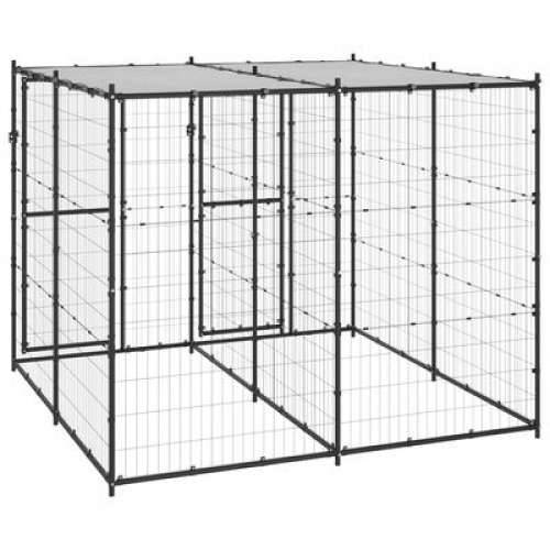 Vanjski kavez za pse s krovom čelični 4,84 m² Cijena