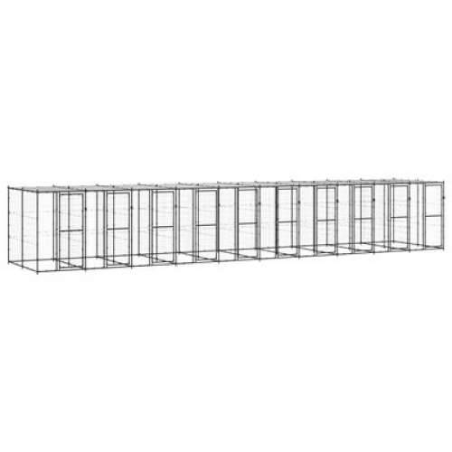 Vanjski kavez za pse s krovom čelični 24,2 m²