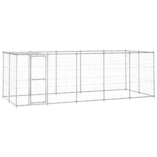 Vanjski kavez za pse od pocinčanog čelika s krovom 12,1 m² - Srebrno 550 x 220 x 180 cm 1 Da Cijena