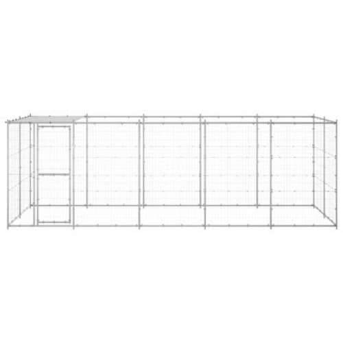 Vanjski kavez za pse od pocinčanog čelika s krovom 12,1 m² - Srebrno 550 x 220 x 180 cm 1 Da Cijena