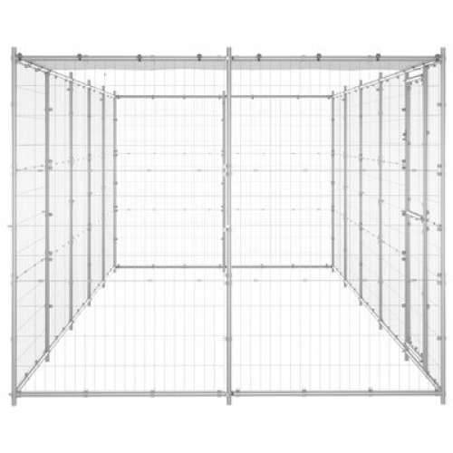 Vanjski kavez za pse od pocinčanog čelika s krovom 12,1 m² - Srebrno 550 x 220 x 180 cm 1 Da Cijena