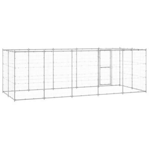 Vanjski kavez za pse od pocinčanog čelika s krovom 12,1 m² - Srebrno 550 x 220 x 180 cm 1 Da Cijena