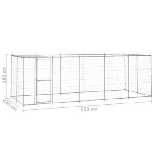Vanjski kavez za pse od pocinčanog čelika s krovom 12,1 m² - Srebrno 550 x 220 x 180 cm 1 Da Cijena