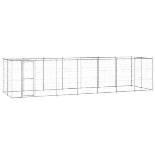 Vanjski kavez za pse od pocinčanog čelika s krovom 16,94 m² Cijena