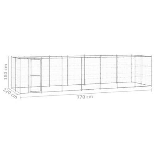 Vanjski kavez za pse od pocinčanog čelika s krovom 16,94 m² Cijena
