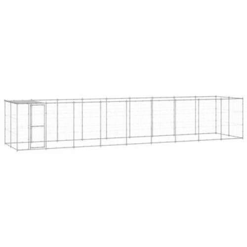Vanjski kavez za pse od pocinčanog čelika s krovom 21,78 m² - Srebrno 990 x 220 x 180 cm 1 Da Cijena