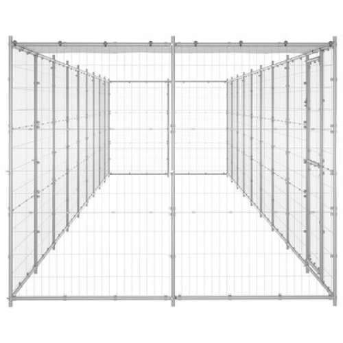 Vanjski kavez za pse od pocinčanog čelika s krovom 21,78 m² - Srebrno 990 x 220 x 180 cm 1 Da Cijena