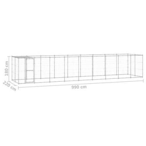 Vanjski kavez za pse od pocinčanog čelika s krovom 21,78 m² - Srebrno 990 x 220 x 180 cm 1 Da Cijena