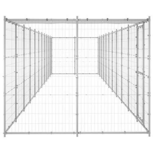 Vanjski kavez za pse od pocinčanog čelika s krovom 26,62 m² Cijena
