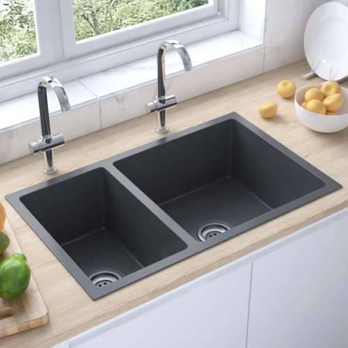 Kuhinjski sudoper crni od nehrđajućeg čelika Cijena