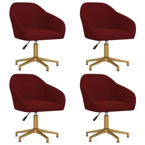 Okretne blagovaonske stolice 4 kom crvena boja vina baršunaste Cijena