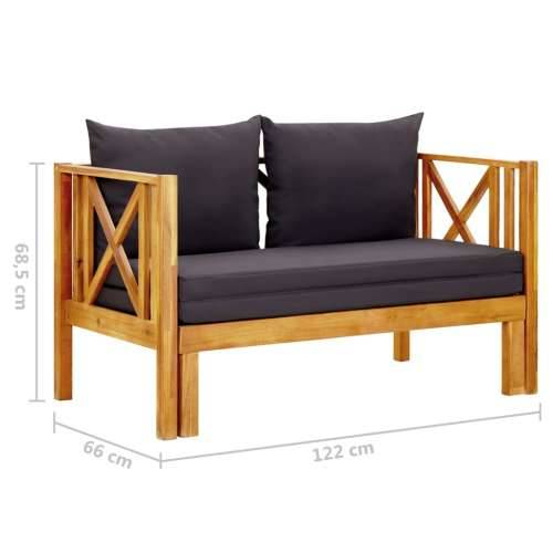 Vrtna klupa za 2 osobe s jastucima 122cm masivno bagremovo drvo - Tamno siva 122 cm 1 Cijena