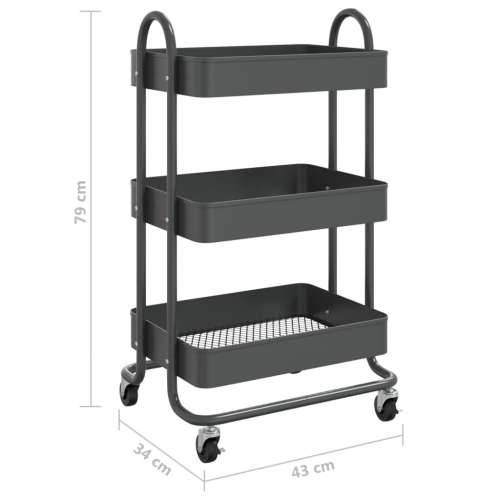 Kolica s 3 razine antracit 43 x 34 x 79 cm čelična - Antracit Cijena