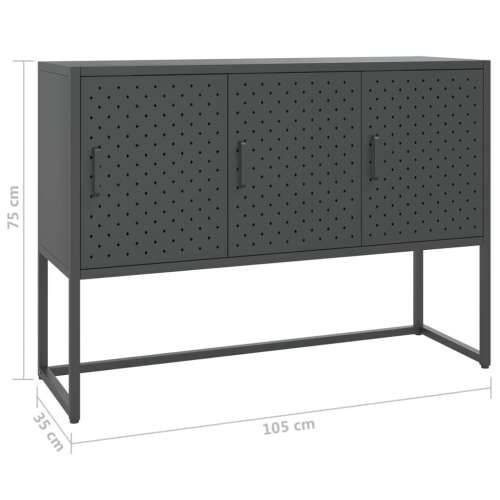 Komoda antracit 105 x 35 x 75 cm čelična Cijena