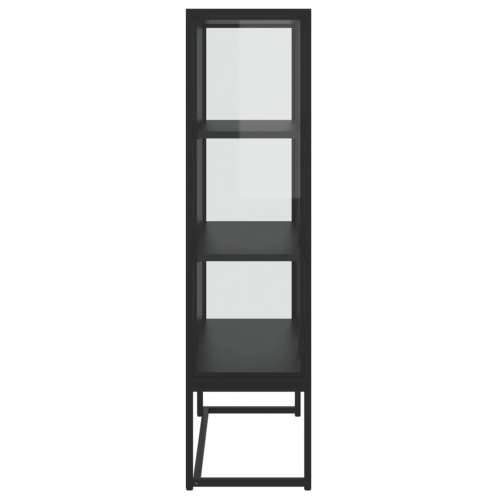 Visoka komoda crna 80 x 35 x 135 cm od čelika i kaljenog stakla Cijena