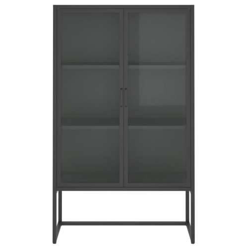 Visoka komoda antracit 80x35x135 cm od čelika i kaljenog stakla Cijena