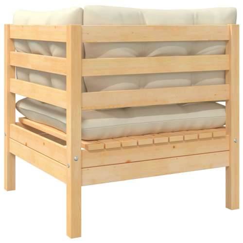 Kutna vrtna sofa s krem jastucima od masivne borovine - Prirodna boja i krem 1 kutna sofa Cijena