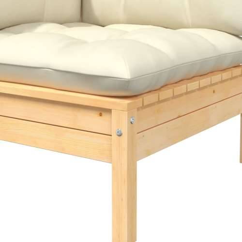 Kutna vrtna sofa s krem jastucima od masivne borovine - Prirodna boja i krem 1 kutna sofa Cijena