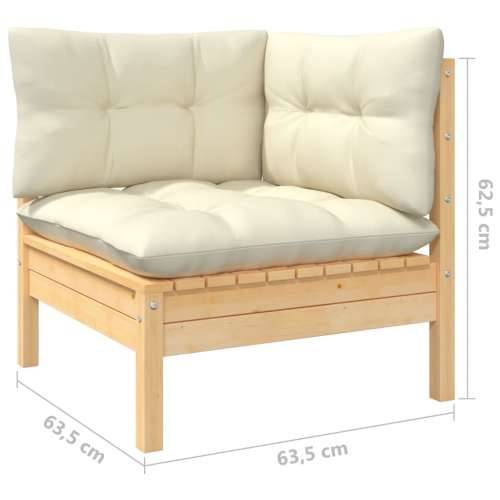 Kutna vrtna sofa s krem jastucima od masivne borovine - Prirodna boja i krem 1 kutna sofa Cijena