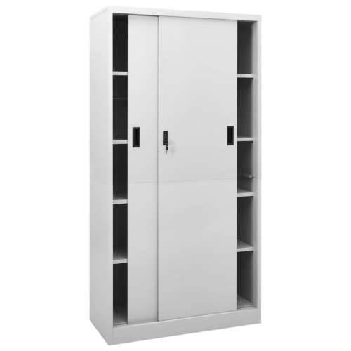 Uredski ormarić s kliznim vratima svjetlosivi 90x40x180cm čelik - Svjetlosiva 1 Cijena