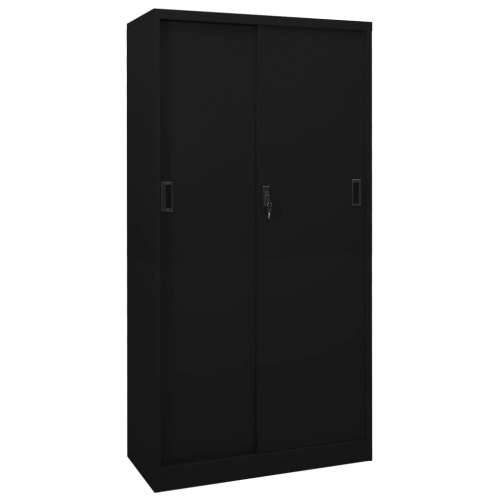 Uredski ormarić s kliznim vratima crni 90 x 40 x 180 cm čelični - Crna 1 Cijena