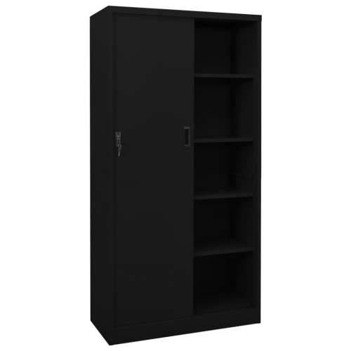 Uredski ormarić s kliznim vratima crni 90 x 40 x 180 cm čelični - Crna 1 Cijena