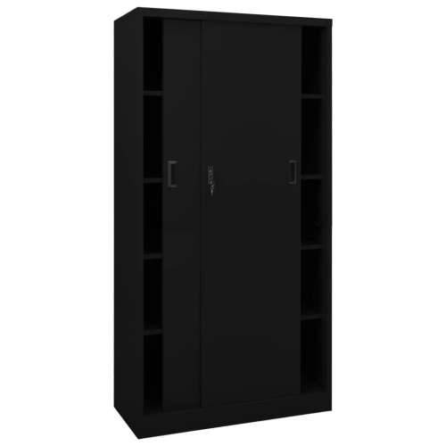Uredski ormarić s kliznim vratima crni 90 x 40 x 180 cm čelični - Crna 1 Cijena