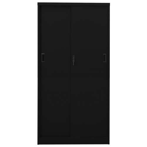 Uredski ormarić s kliznim vratima crni 90 x 40 x 180 cm čelični - Crna 1 Cijena