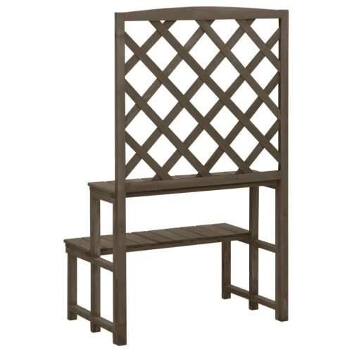 Stalak za biljke s rešetkom sivi 70x42x115 cm masivna jelovina - Siva 1 Cijena