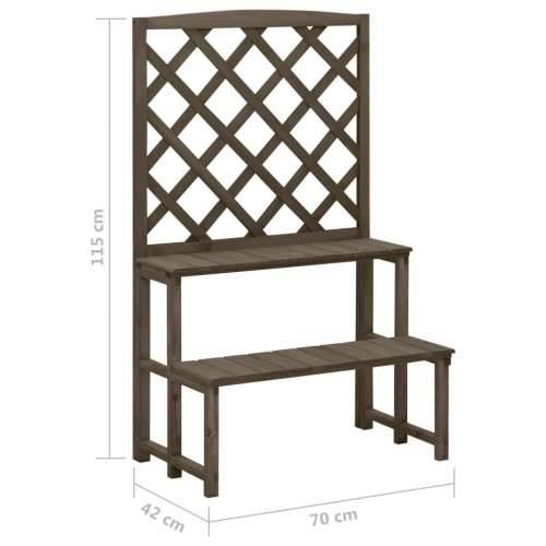 Stalak za biljke s rešetkom sivi 70x42x115 cm masivna jelovina - Siva 1 Cijena
