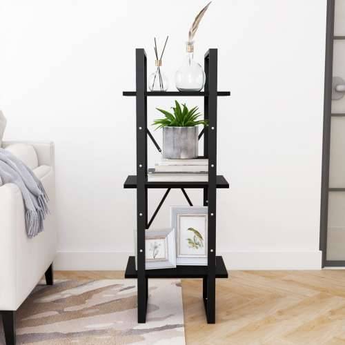 Ormarić za knjige s 3 razine crni 40 x 30 x 105 cm od borovine - Crna 1 105 cm boja drva Cijena