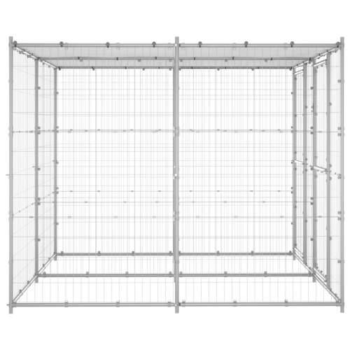 Vanjski kavez za pse od pocinčanog čelika s krovom 4,84 m² - Srebrno 220 x 220 x 180 cm 1 Da Cijena