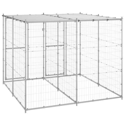 Vanjski kavez za pse od pocinčanog čelika s krovom 4,84 m² - Srebrno 220 x 220 x 180 cm 1 Da Cijena