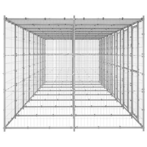 Vanjski kavez za pse od pocinčanog čelika s krovom 19,36 m² - Srebrno 880 x 220 x 180 cm 1 Da Cijena