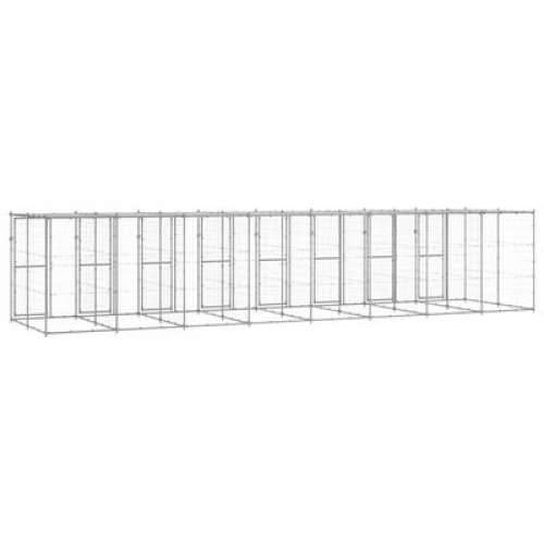 Vanjski kavez za pse od pocinčanog čelika s krovom 19,36 m² - Srebrno 880 x 220 x 180 cm 1 Da Cijena