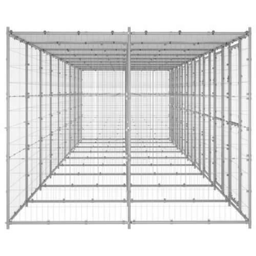 Vanjski kavez za pse od pocinčanog čelika s krovom 21,78 m² - Srebrno 990 x 220 x 180 cm 1 Da Cijena