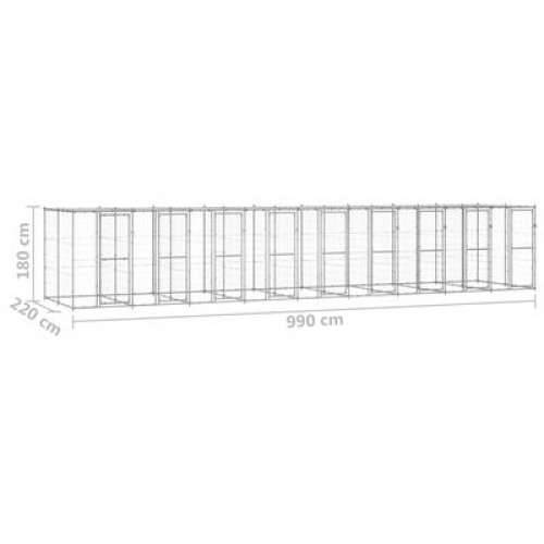 Vanjski kavez za pse od pocinčanog čelika s krovom 21,78 m² - Srebrno 990 x 220 x 180 cm 1 Da Cijena