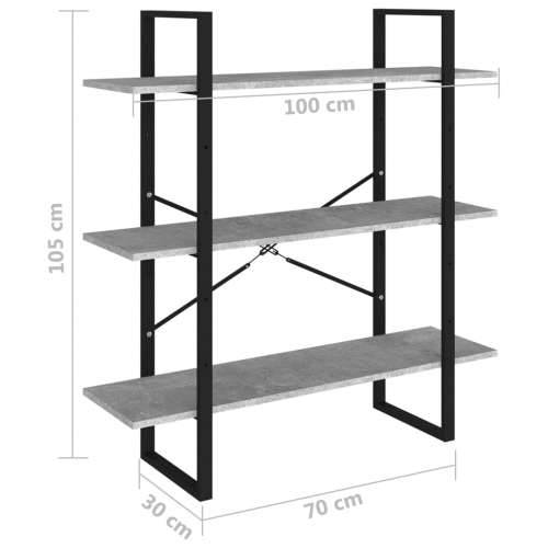Ormarić za knjige boja betona 100x30x105 cm konstruirano drvo - Beton siva 1 105 cm Konstruirano drvo Cijena