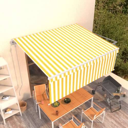Automatska tenda na uvlačenje s roletom 4 x 3 m žuto-bijela Cijena