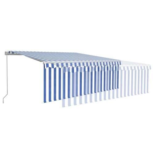 Tenda na ručno uvlačenje s roletom 4,5 x 3 m plavo-bijela - Plava i bijela 4.5 x 3 m 1 Cijena
