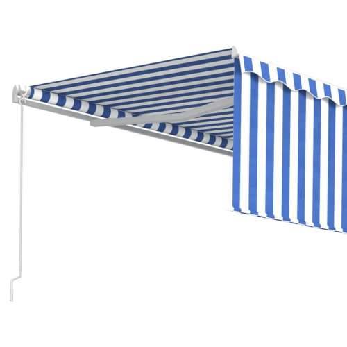 Tenda na ručno uvlačenje s roletom 4,5 x 3 m plavo-bijela Cijena