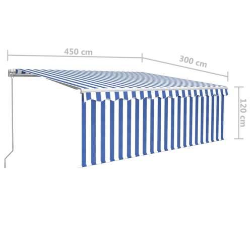 Tenda na ručno uvlačenje s roletom 4,5 x 3 m plavo-bijela Cijena